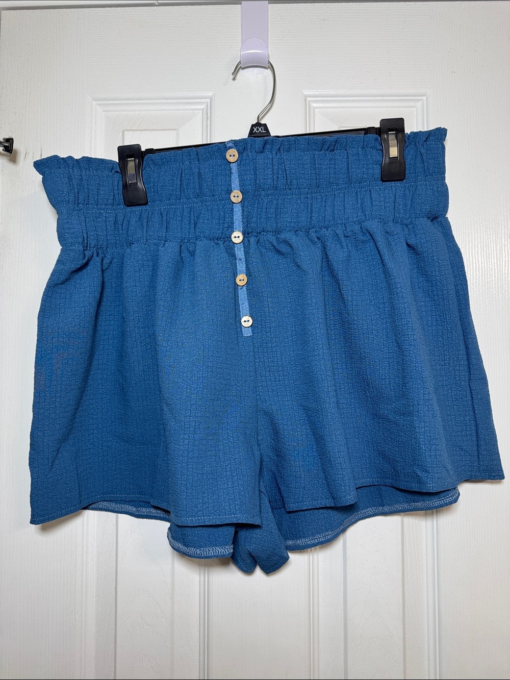 Teal Paperbag Waist Button-Front Skort